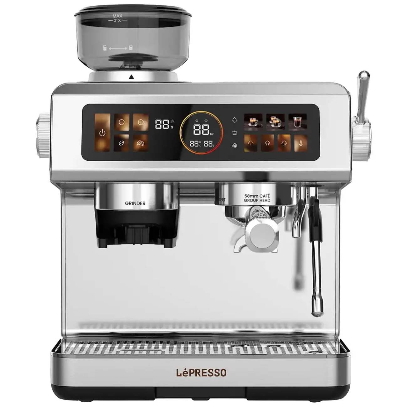 LePresso Deliziosa Coffee Machine / Dual Boiler / 20 Bar / Touch Screen / Built-in Grinder