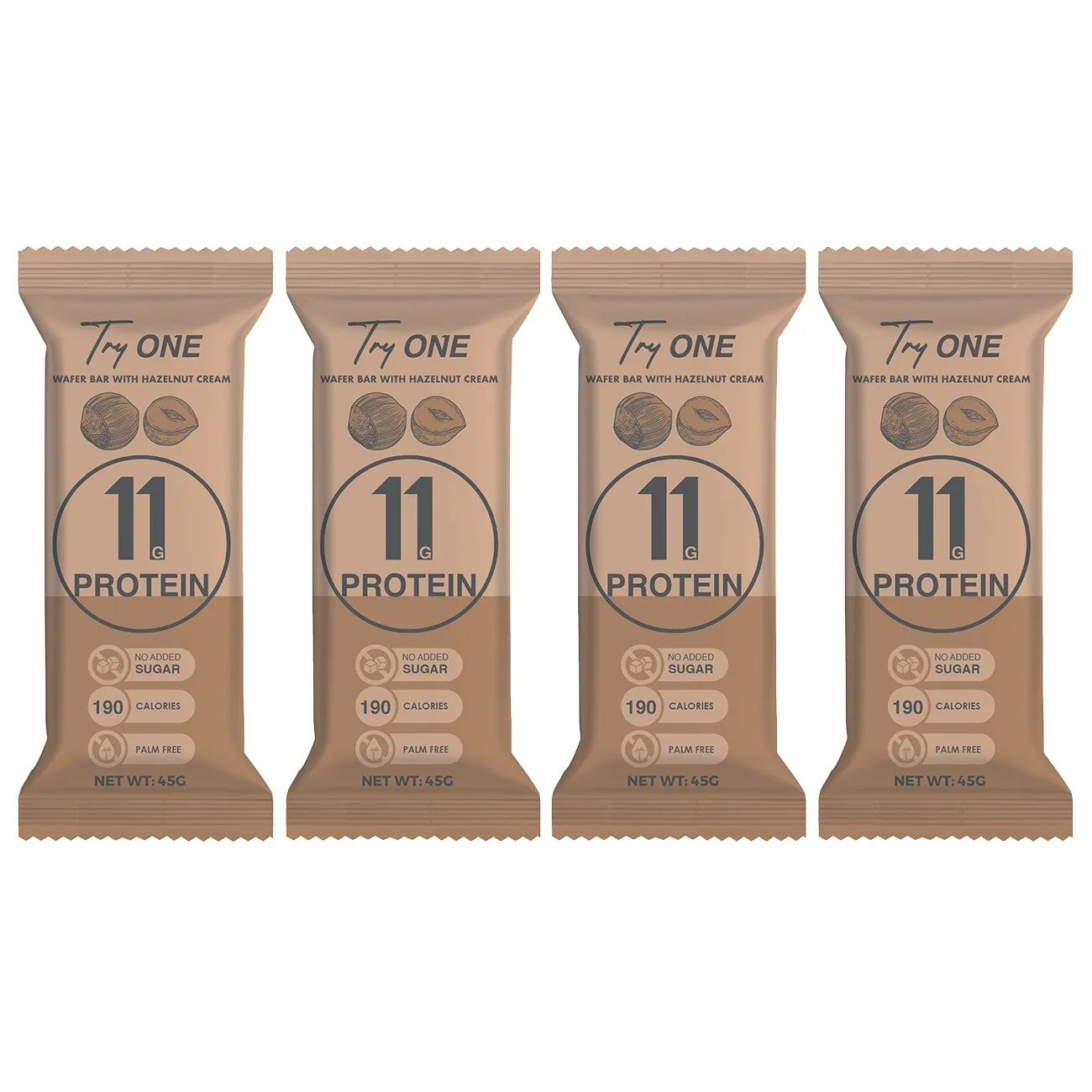 Try One Protein Wafer with Hazelnut Cream / 4 Pieces / 45g in Qatar