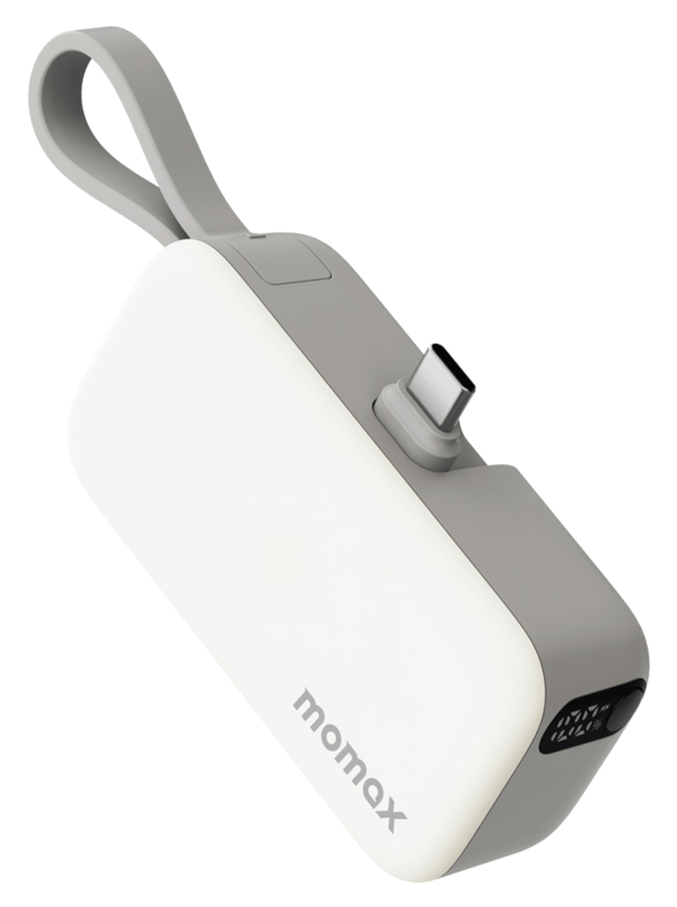 Momax Power Bank 5000 mAh / With Type-C Plug / Built-in Type-C Port + Cable / White