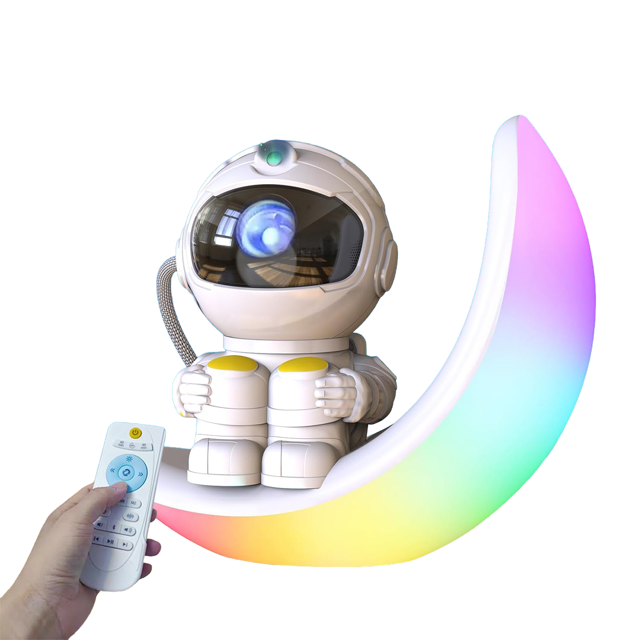 Colorful Moon Projector / Night Light / Built-in Speaker / White Noise Sounds / With Remote Control