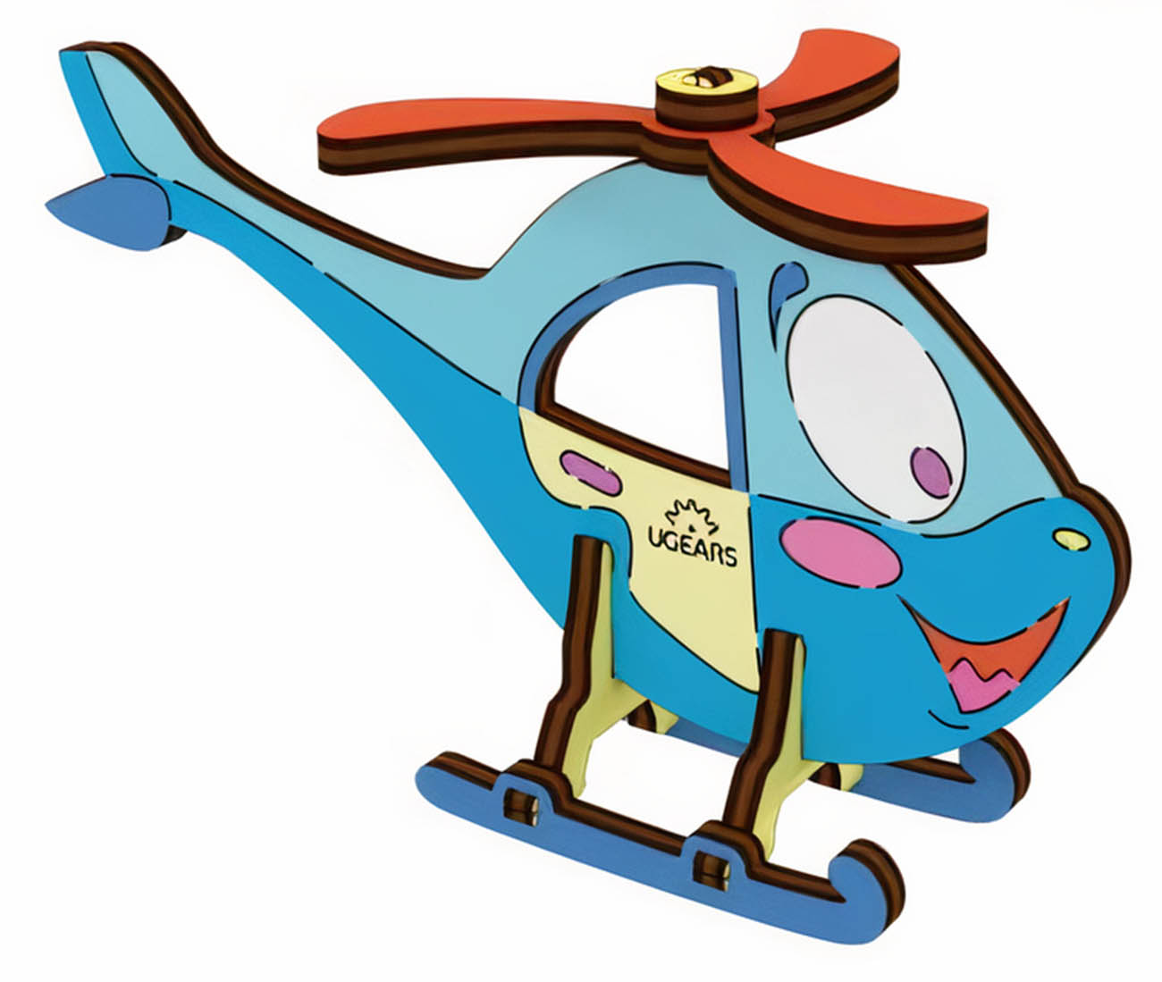 Ugears Kids Coloring Model / Wooden Pieces / Beautiful 3D Design / Helicopter