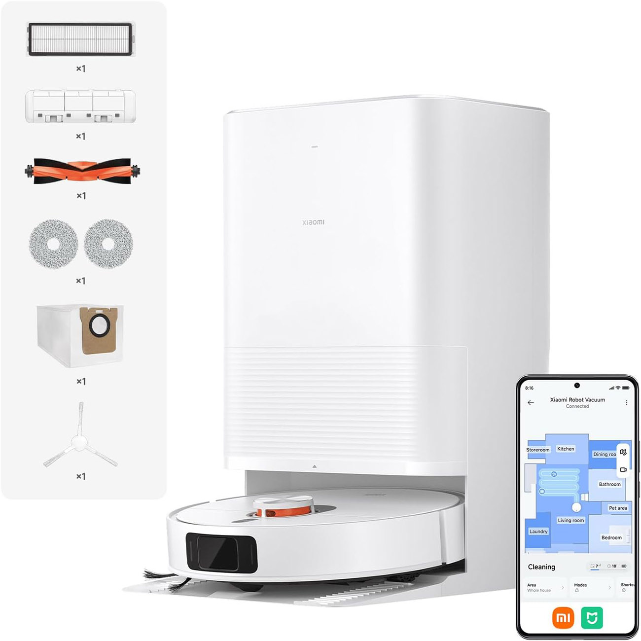 Xiaomi X20 Pro Smart Robot Vacuum & Mop / 7000Pa Suction Power / Laser Navigation / App Control
