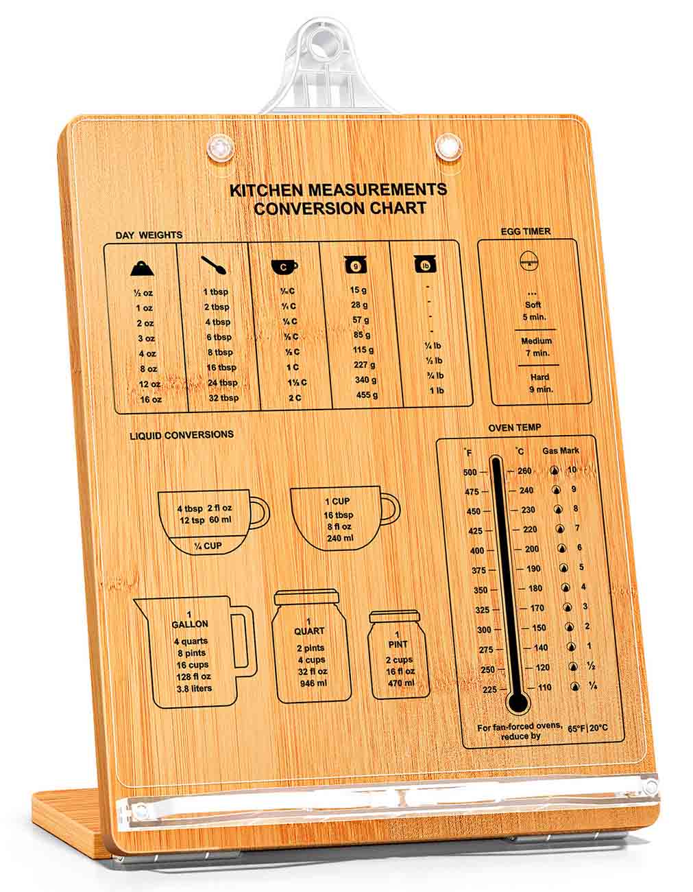 Upergo Kitchen Stand / Built-in Conversion Chart / Holds Phones / Tablets / Books / Wooden Design