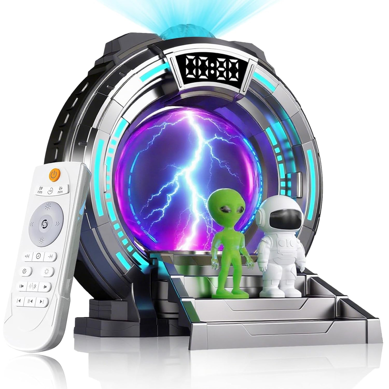 Warp Gate Projector / Space Design / Alarm Clock / Night Light / Built-in Speaker / Remote Control