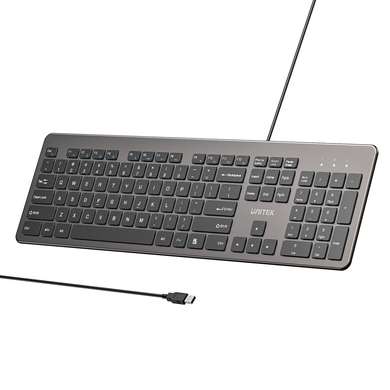 Unitek SlimTap Wired Keyboard / Slim Design / Supports Windows & Mac / English Letters