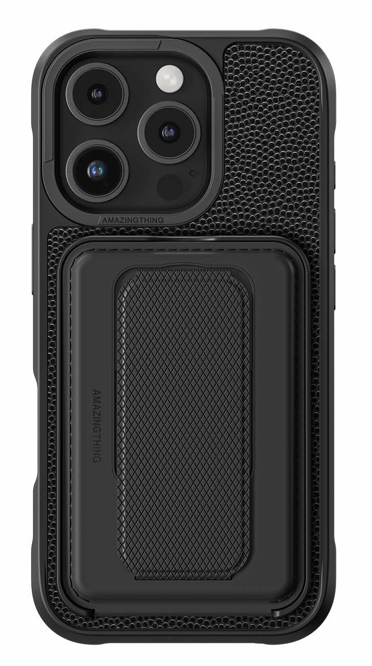 AmazingThing Glamour Case for iPhone 16 Pro Max / With Stand & Wallet / Support MagSafe / Black