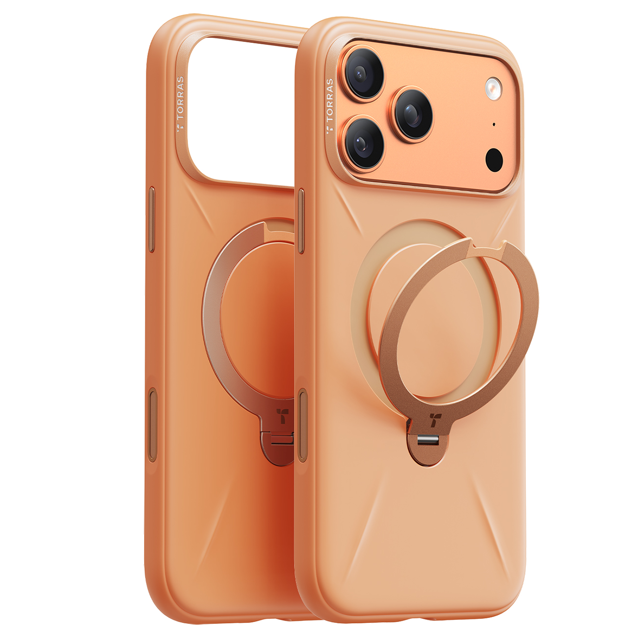 Torras Case for iPhone 17 Pro / MagSafe Compatible / Built-in Grip / Soft Silicone / Orange