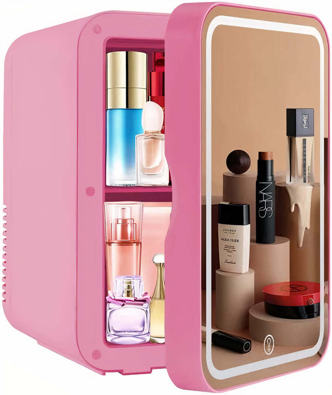 Mini Makeup & Car Fridge / 8 Liters with Mirror & Face Massage Tool