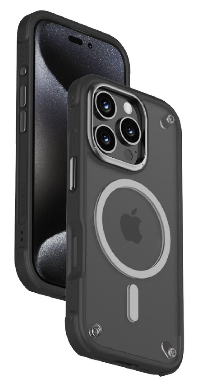 كفر Momax Air لايفون 16 برو / يدعم MagSafe / ضد الطيحات / شفاف مع اطار اسود