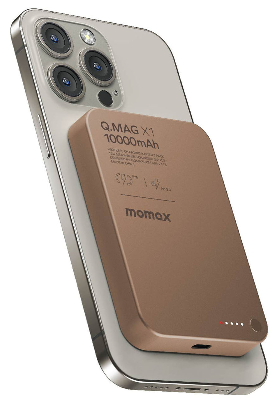 بطارية Q.Mag X1 المغناطيسية الجيل الثاني من Momax / تدعم MagSafe / سعة 10 الاف mAh / لون Sandstone
