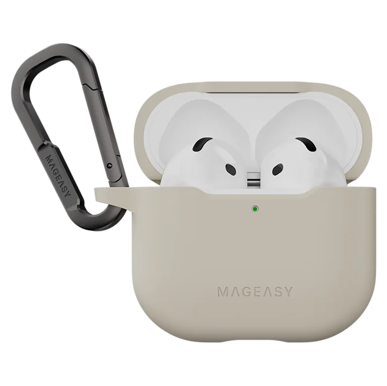 كفر Mageasy لسماعة ابل AirPods 4 / تصميم انيق / يحمي من الطيحات / لون Starlight White