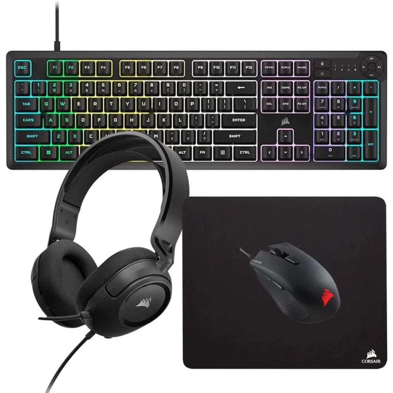 Corsair Gaming Bundle / 4 in 1 / Keyboard With English Letters + Mouse + Headset + Mouse Pad