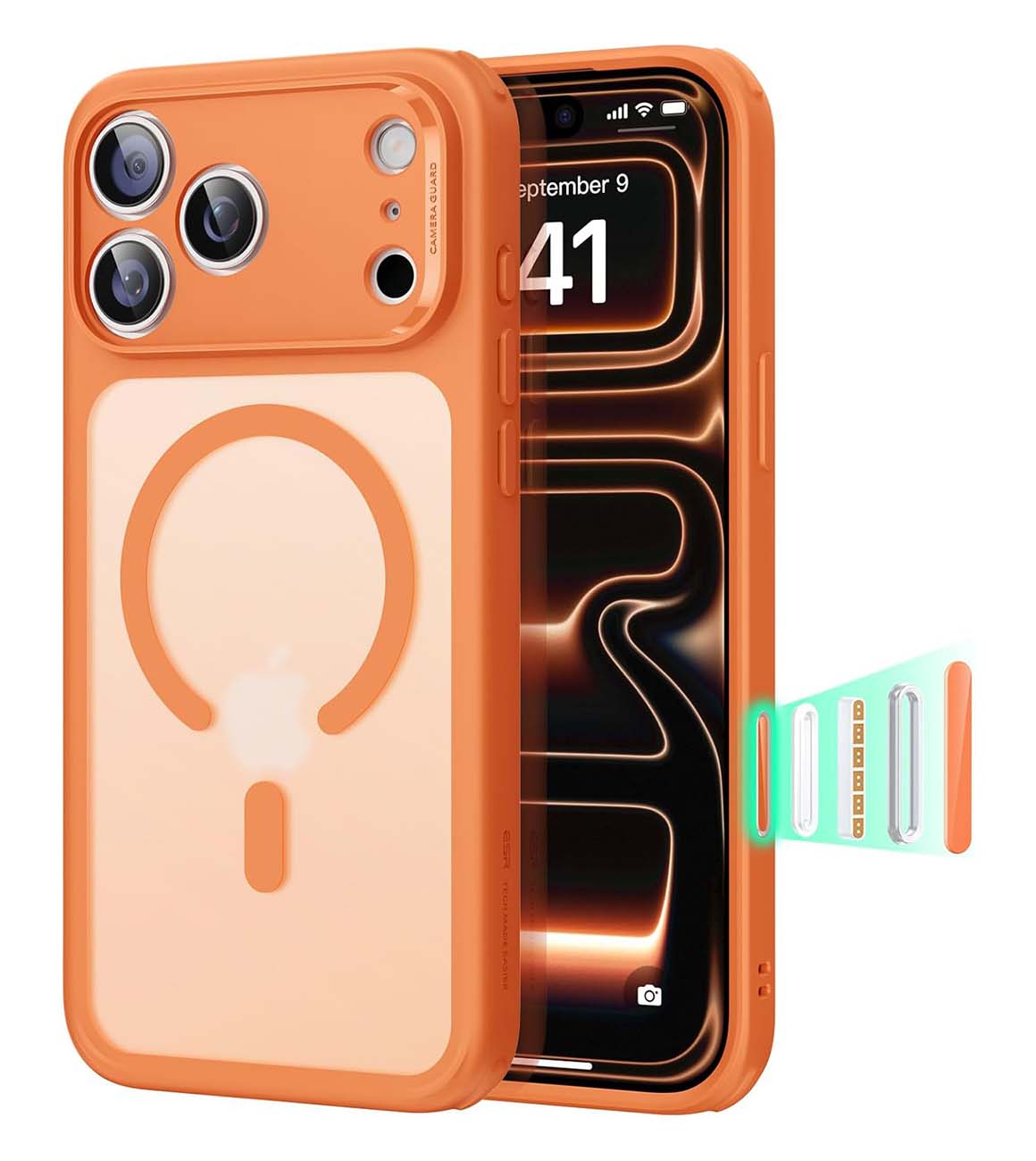 ESR Classic Hybrid Case for iPhone 17 Pro Max / Drop-Resistant / MagSafe Compatible / Frosted Orange