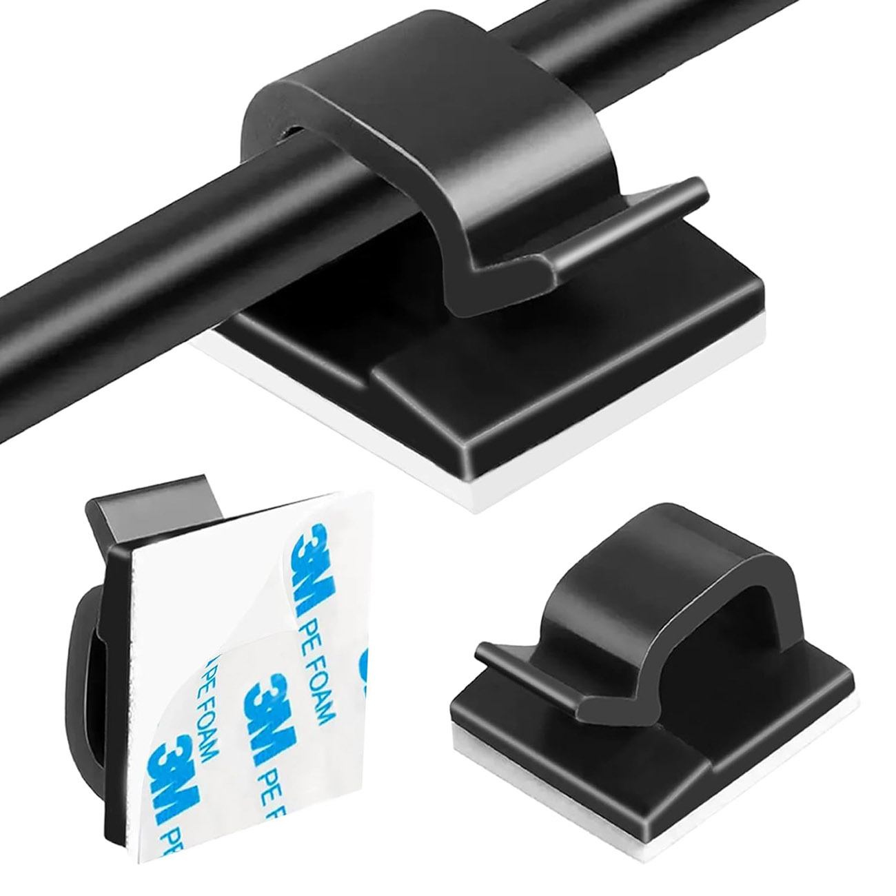 حزمة منظم اسلاك لاصق / مرن و صغير / 100 قطعة / اسود