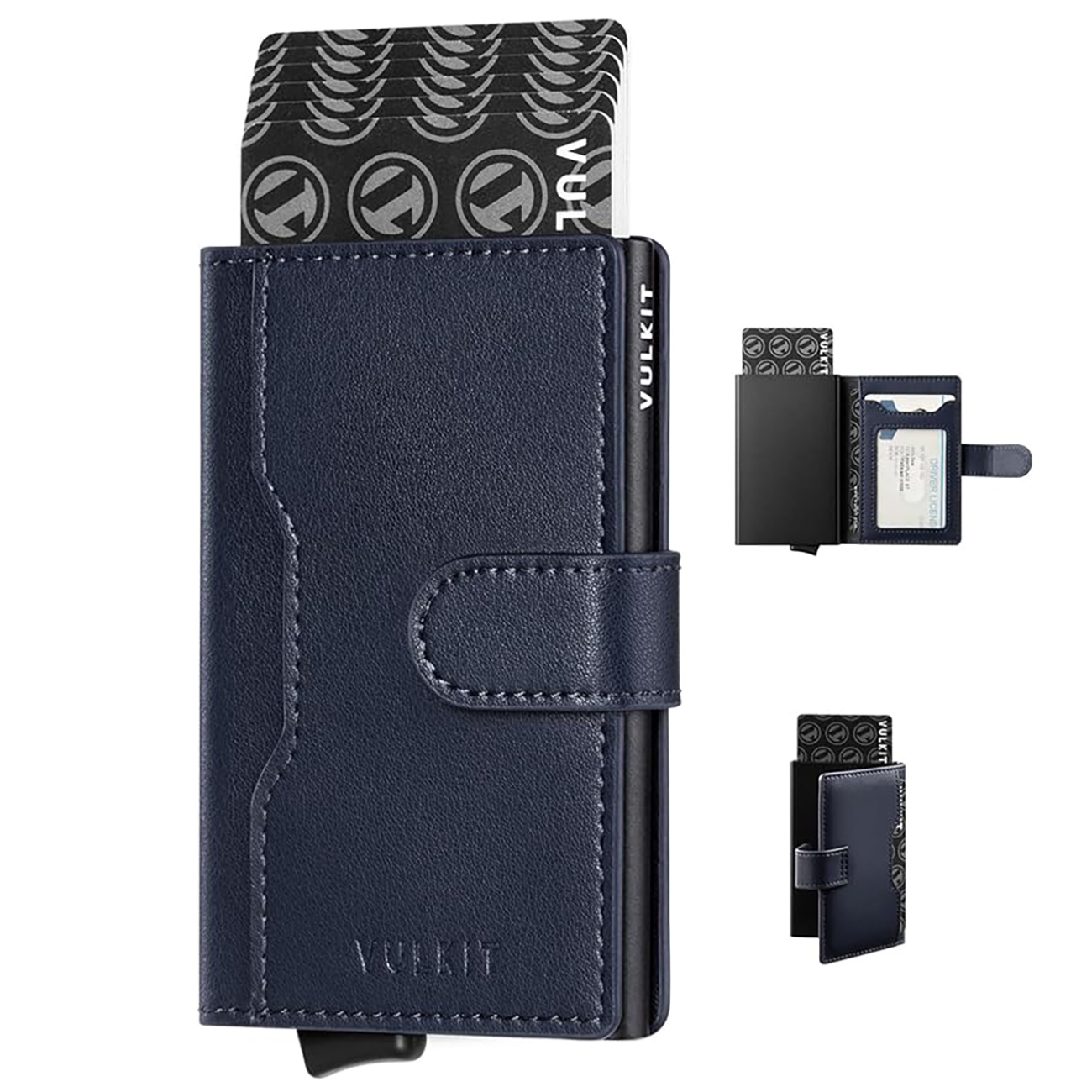 VULKIT Card Holder / RFID Protection / Slim / Holds Up to 5 Cards / Navy