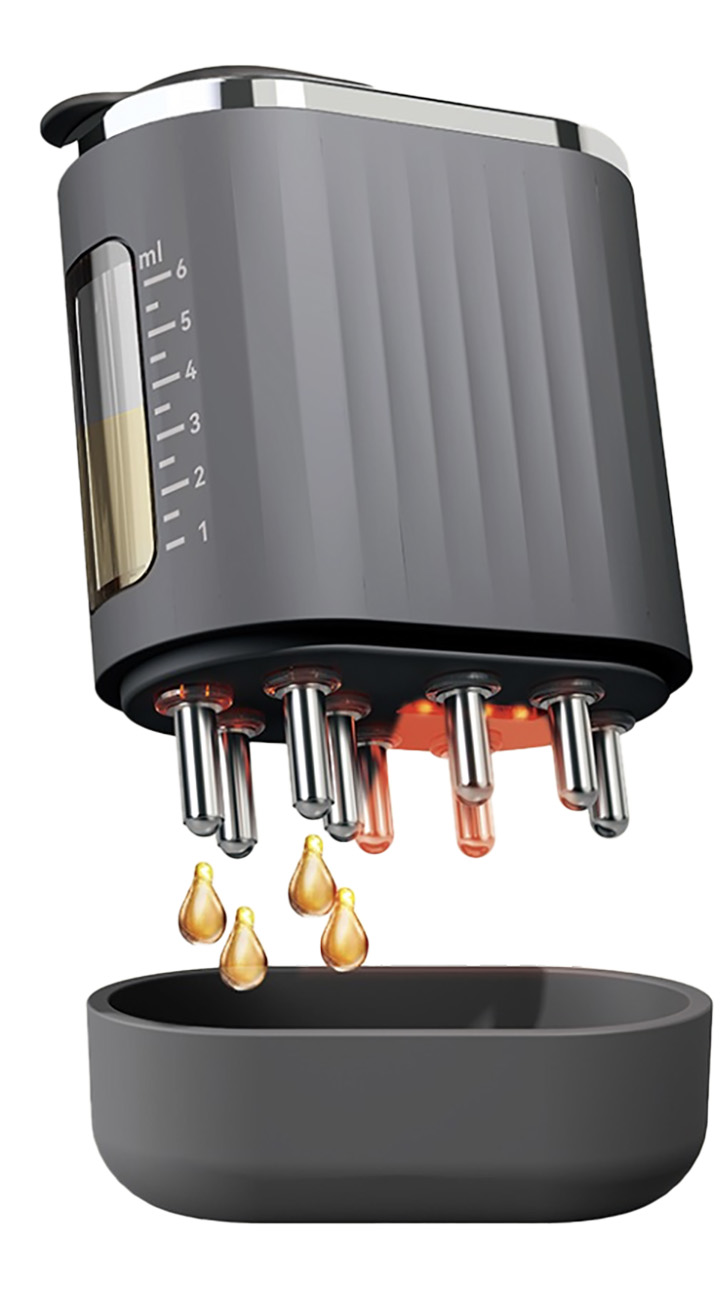 Scalp Massager & Hair Oil Applicator / Battery-operated / Red Light Therapy / Black