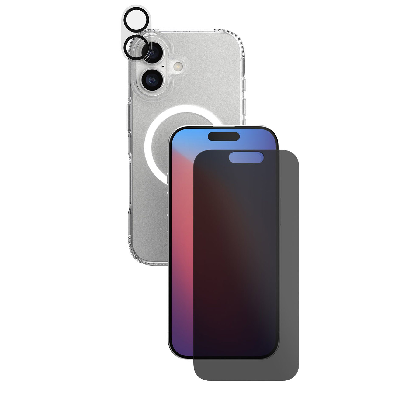 حزمة حماية لايفون 17 من Tech21 / كفر شفاف + حماية شاشة زجاج مخفي + عدسة كاميرا 