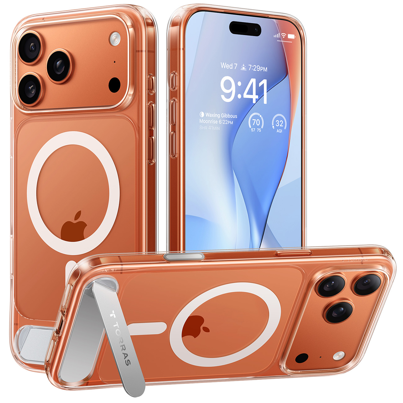 Torras Pstand Case for iPhone 17 Pro / MagSafe Compatible  / Built-in Stand / Clear