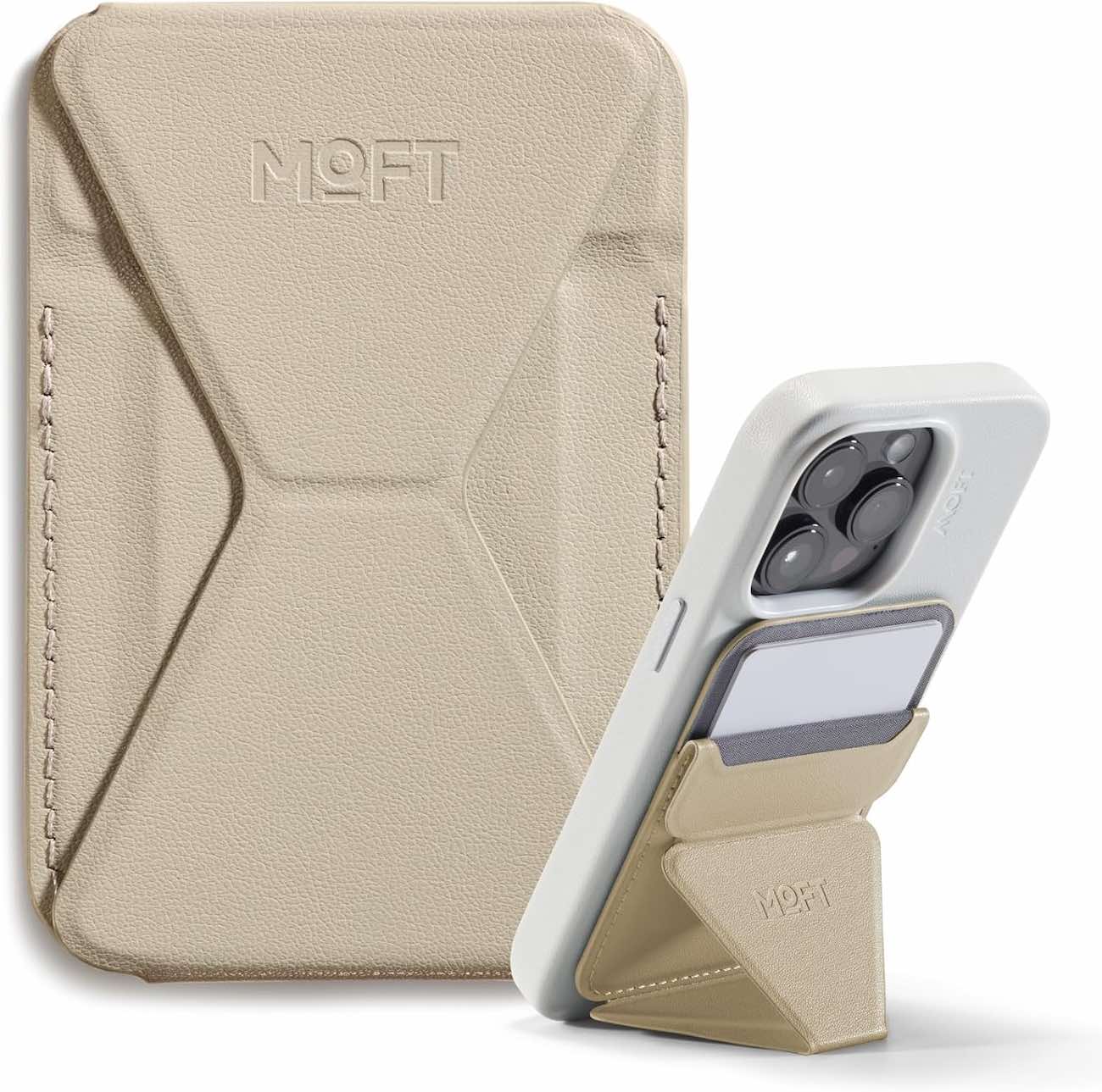 MOFT Mobile Magnetic Stand / Built-in Wallet / Support MagSafe / Earthen Beige