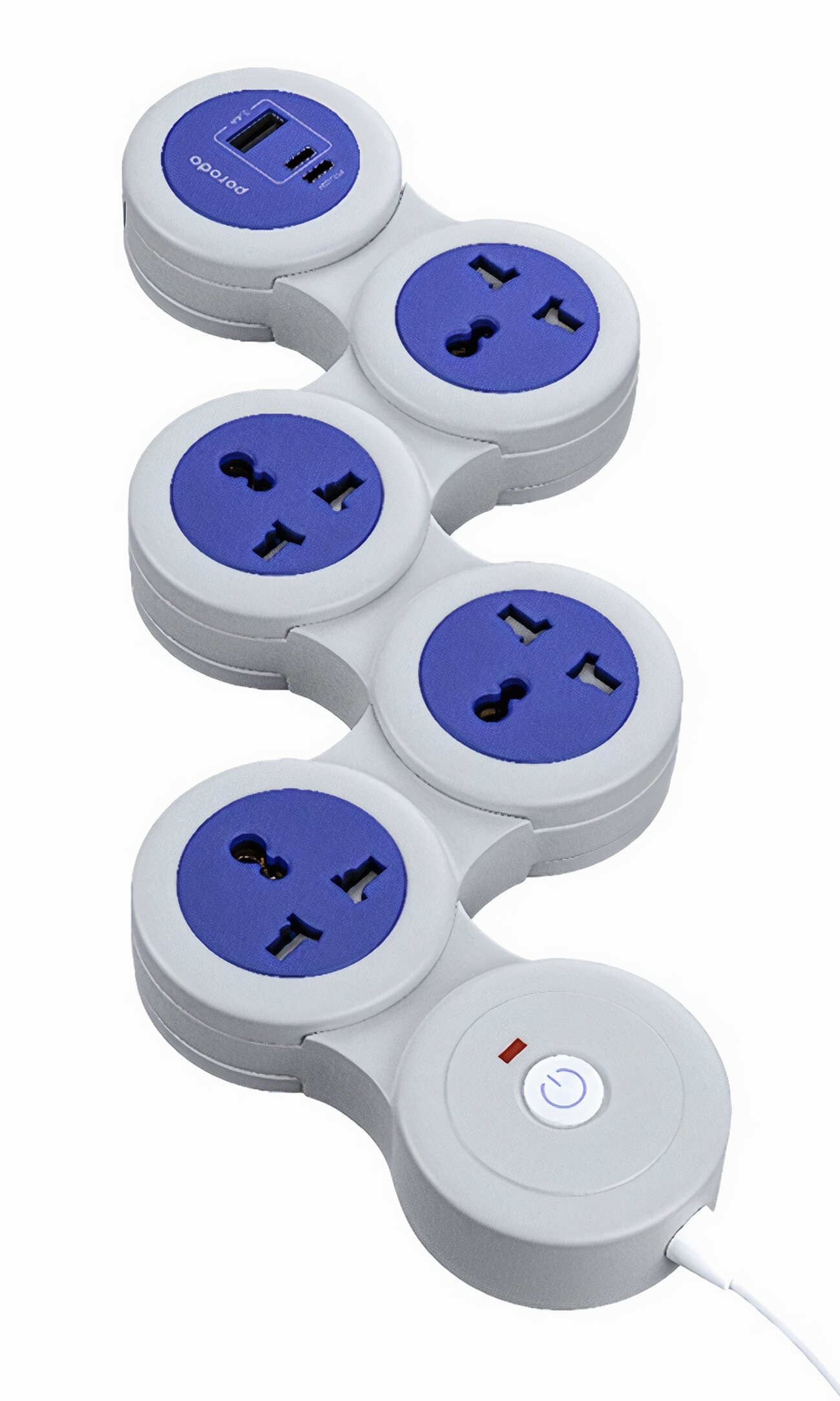 توصيلة كهرباء من بورودو تعطيك 4 مداخل ثلاثية و مدخل تايب سي و مدخلين USB / قوة 2500 واط / 3 متر