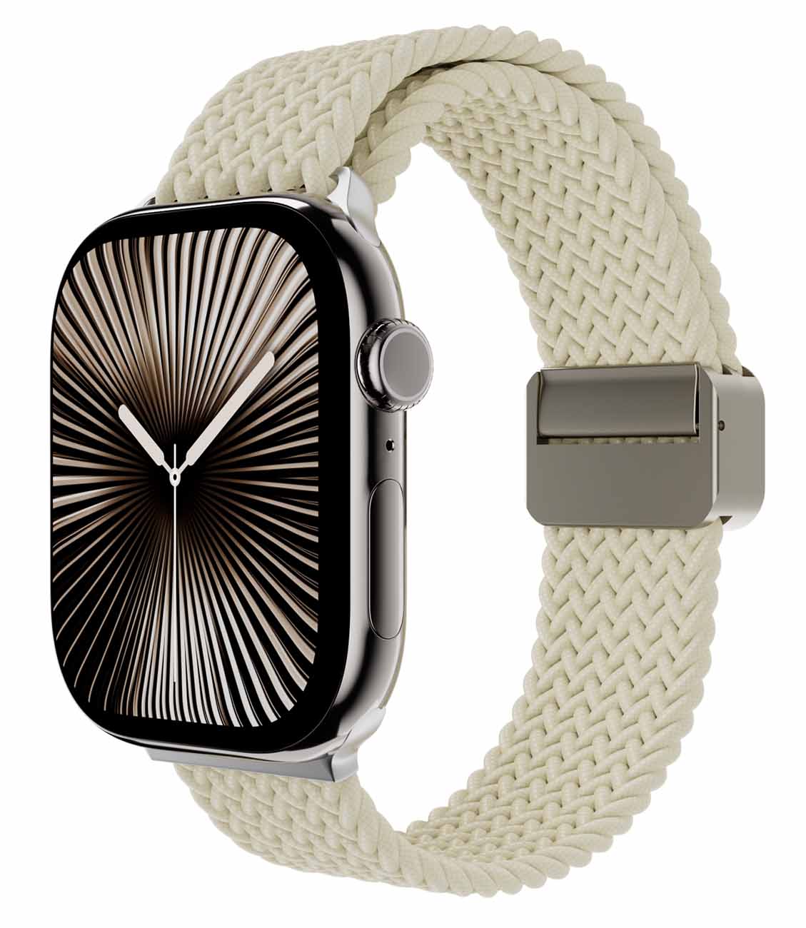 سير MagEasy لساعة ابل / حجم 44 و 45 و 46 و 49 / مقاوم للماء / لون Starlight White