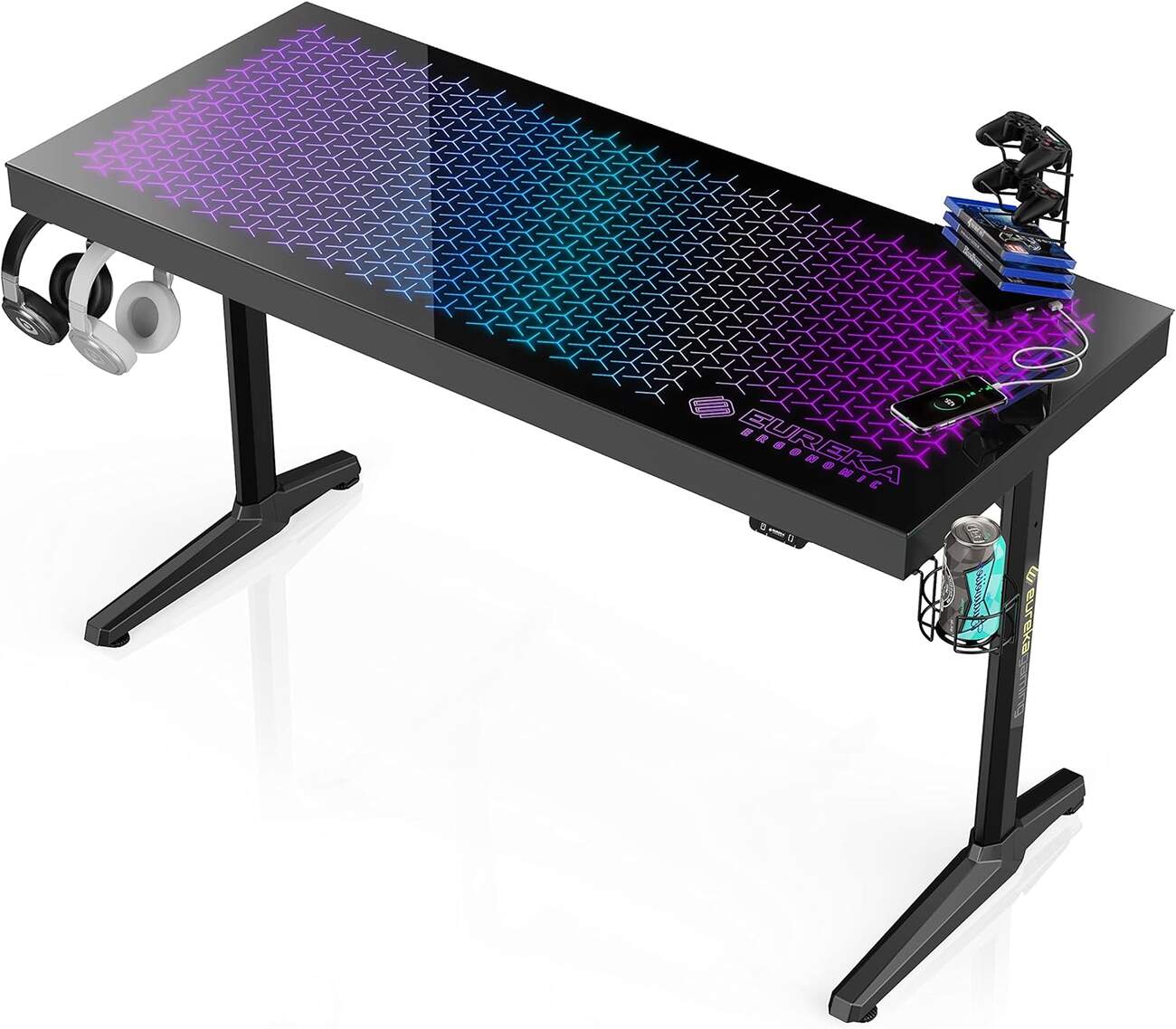  Open Box / Eureka Ergonomic 55 Inch RGB LED Gaming Desk / with Accessories