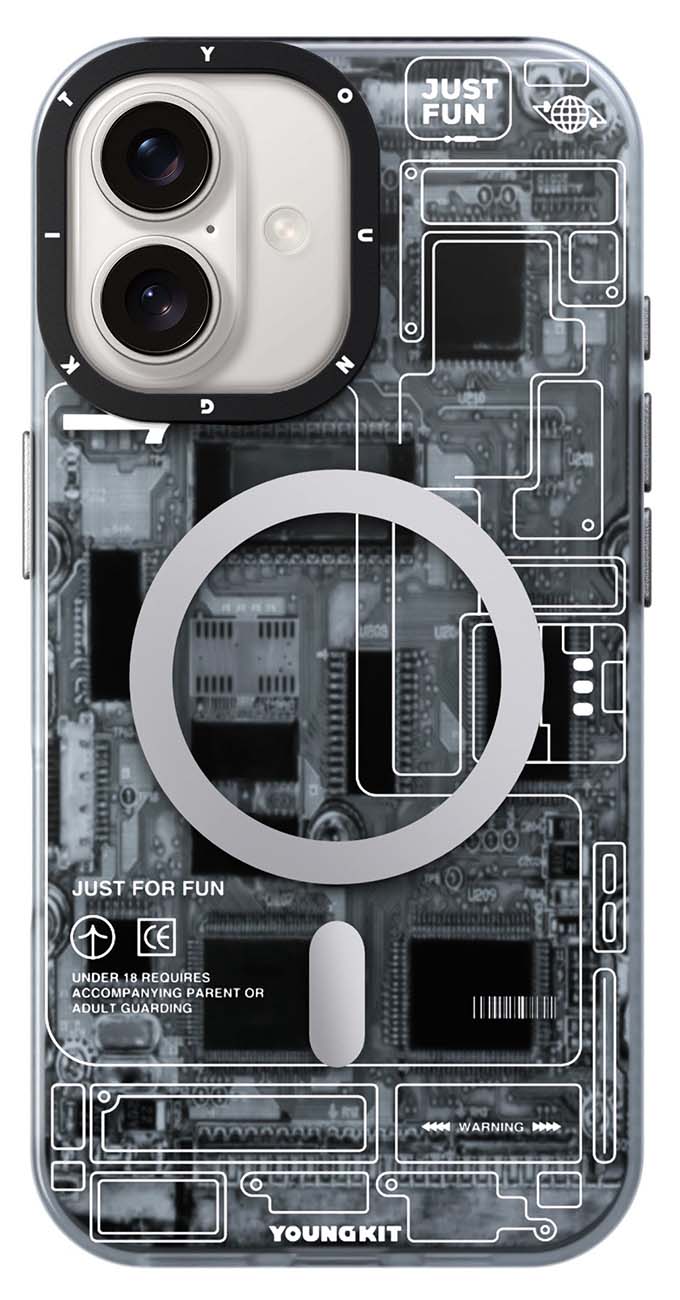 YoungKit Futuristic Case for iPhone 16 / Support MagSafe / Drop Resistant / Grey