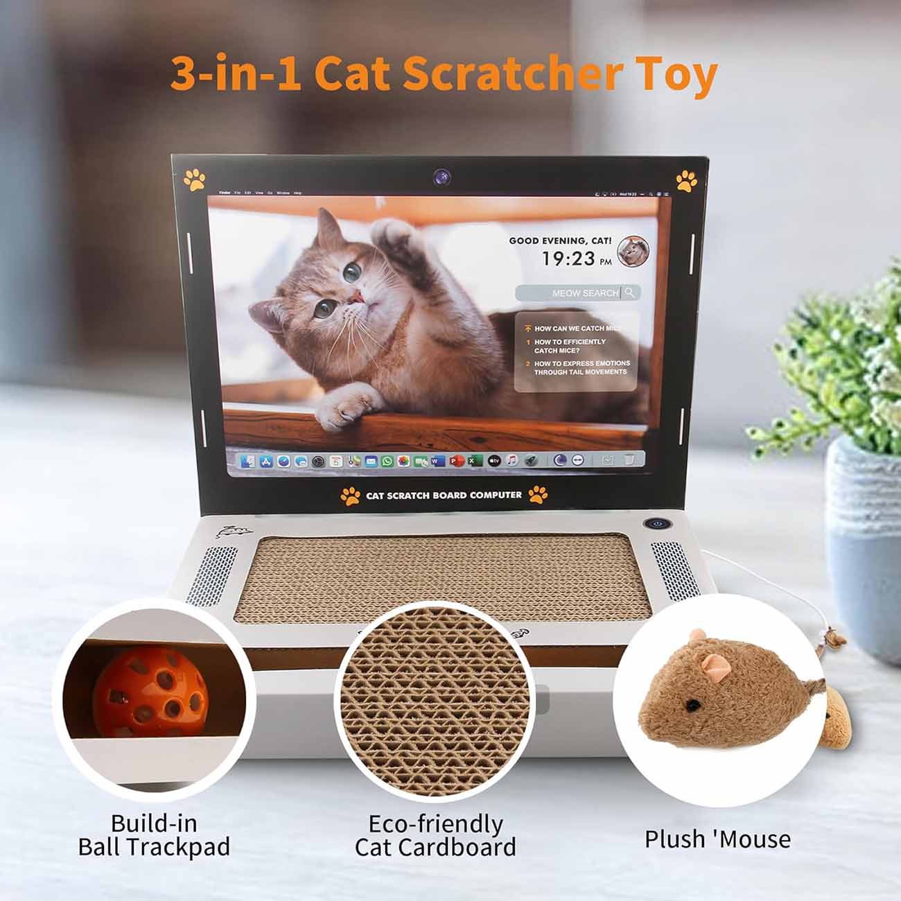 Portable Scratching Toy for Cats / Laptop-Shaped Design / Fun ...