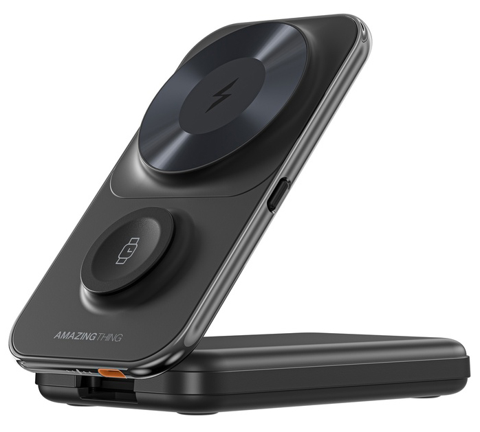 شاحن و بطارية من AmazingThing / يشحن الايفون + الايربودز + الساعة / مع 2 واير تايب سي مدمج