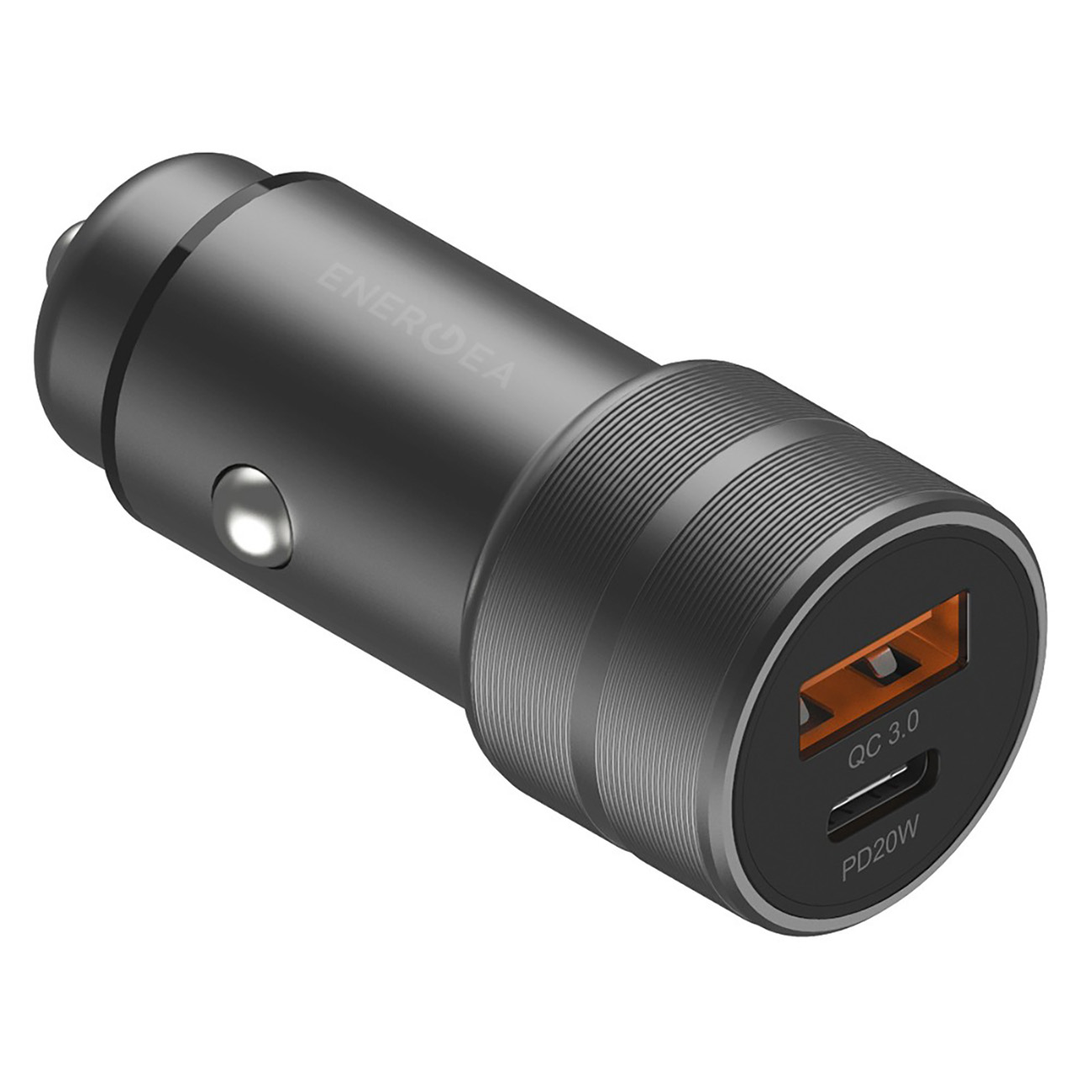 Energea AluDrive Car Charger / 1 Type-C Port + 1 USB Port / 38W Power