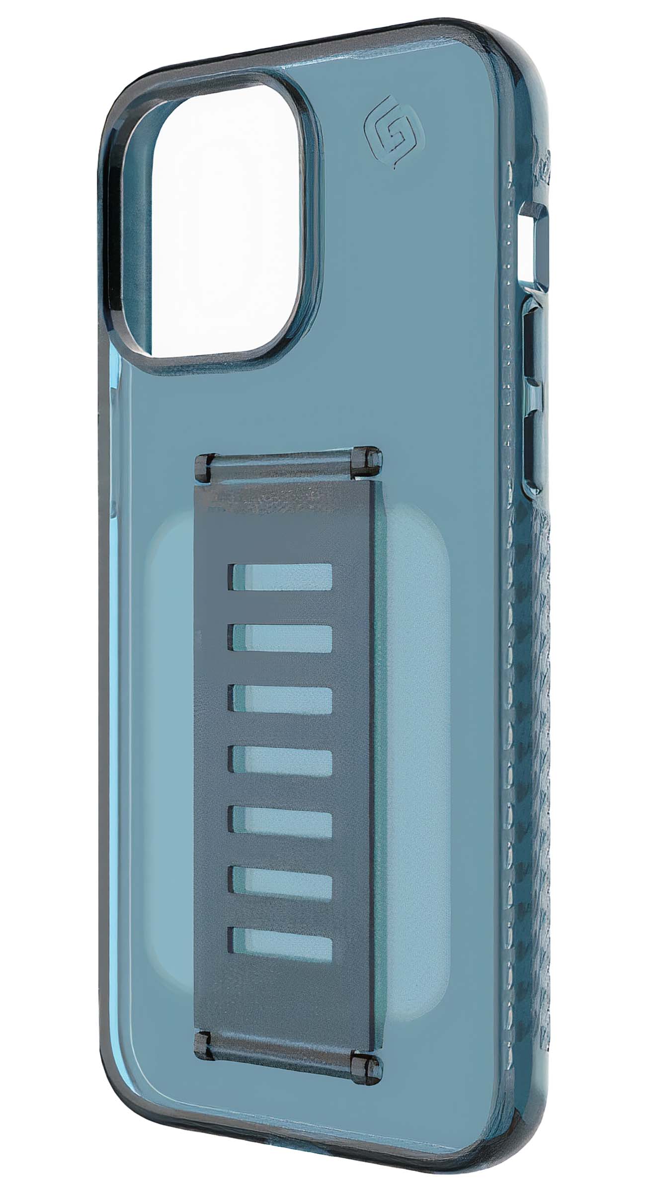 Grip2u Slim Case for iPhone 15 Pro / With Built-In Grip / Slim Version / Transparent Blue