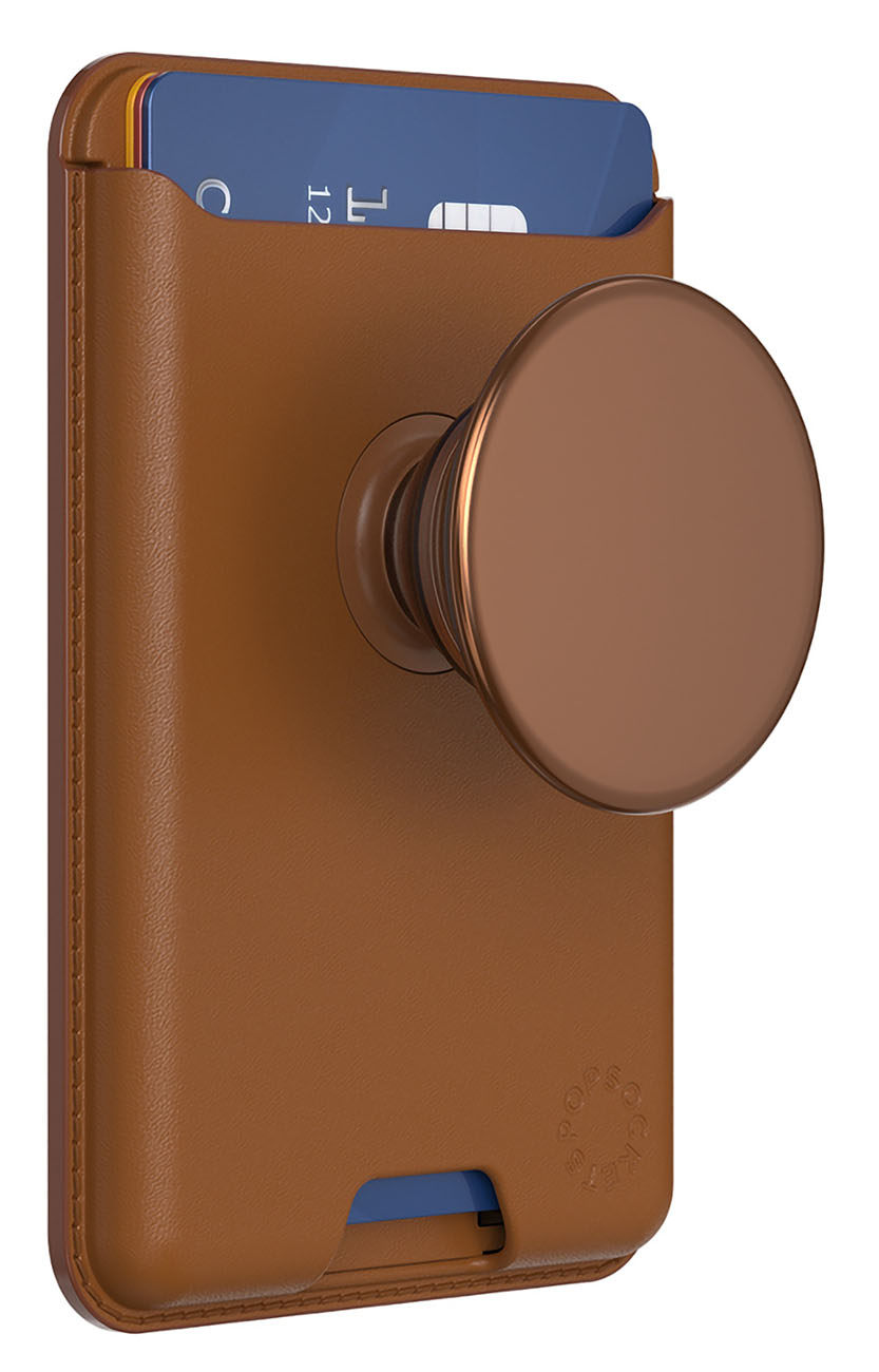POPSOCKETS PopWallet Magnetic Phone Wallet / Built-in Grip / MagSafe / Premium Leather / Brown