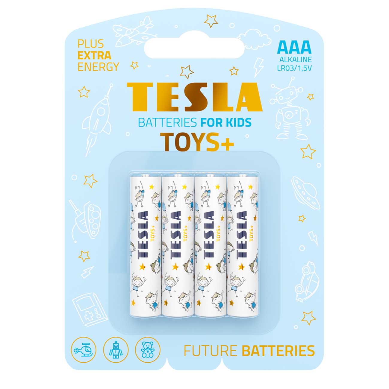 بطاريات TESLA Toys بلس نوع AAA / حزمة من 4 / ازرق