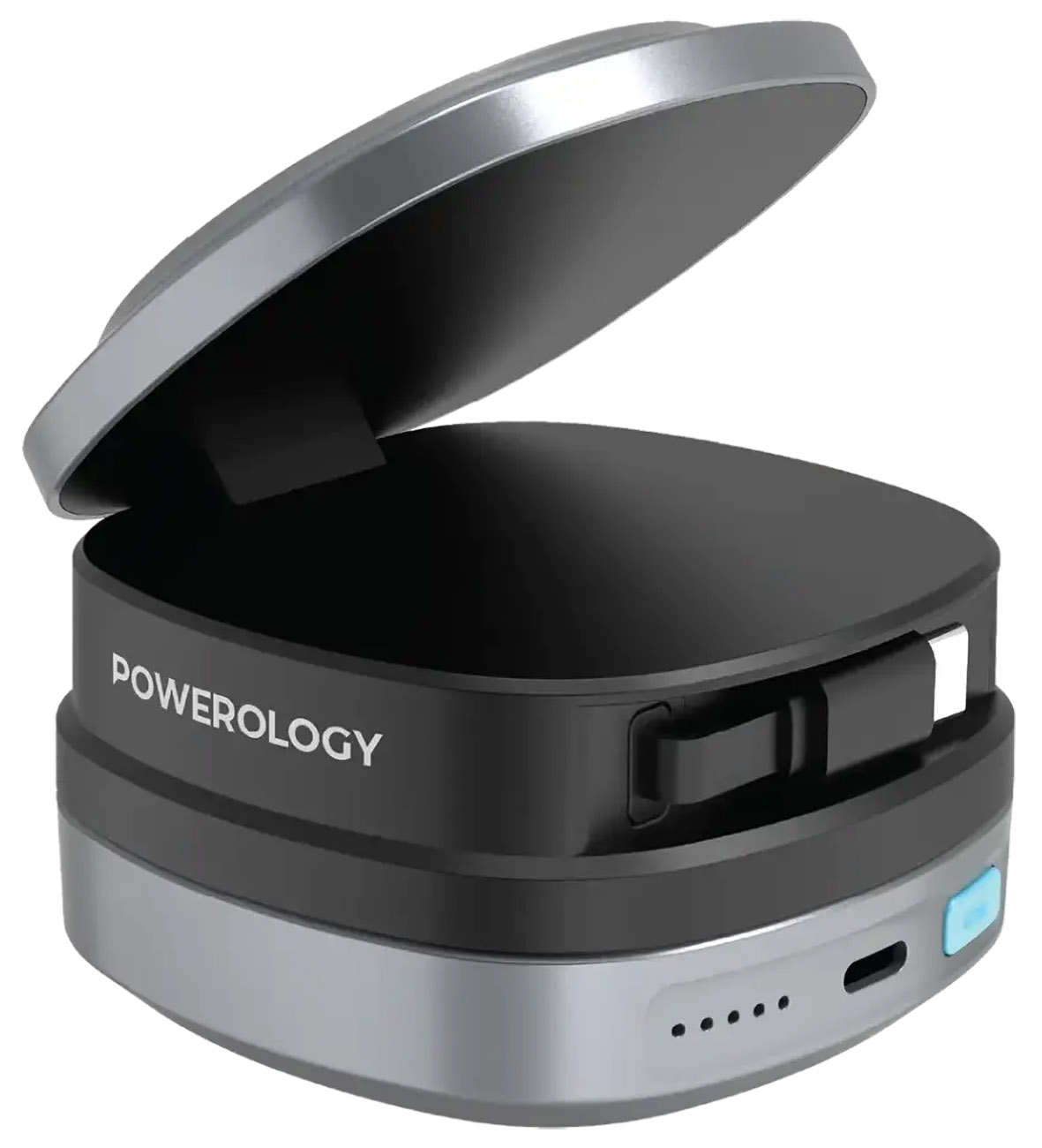 بطارية من باورولوجي / سعة 10 الاف mAh / واير تايب سي مدمج / تدعم الشحن اللاسلكي / قوة 45 واط