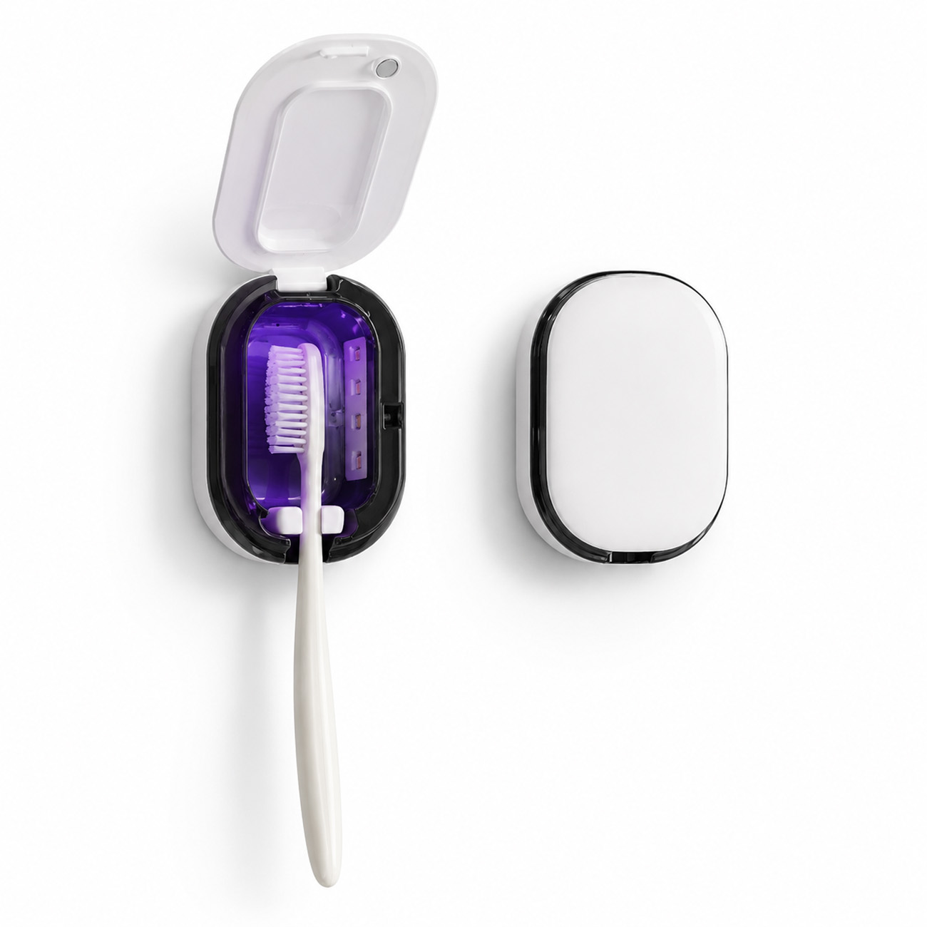 Smart Toothbrush Sterilizer / UV Tech / Battery-Powered / Quick & Easy Install / Black & White