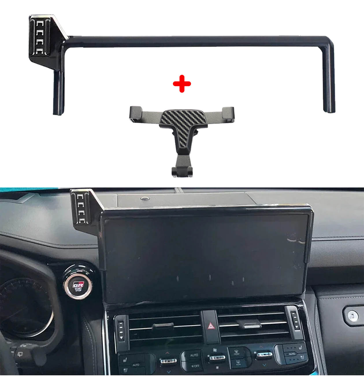 Phone Brackets + Stand for Toyota Land Cruiser 300 Dashboard / Strong & Practical / Black