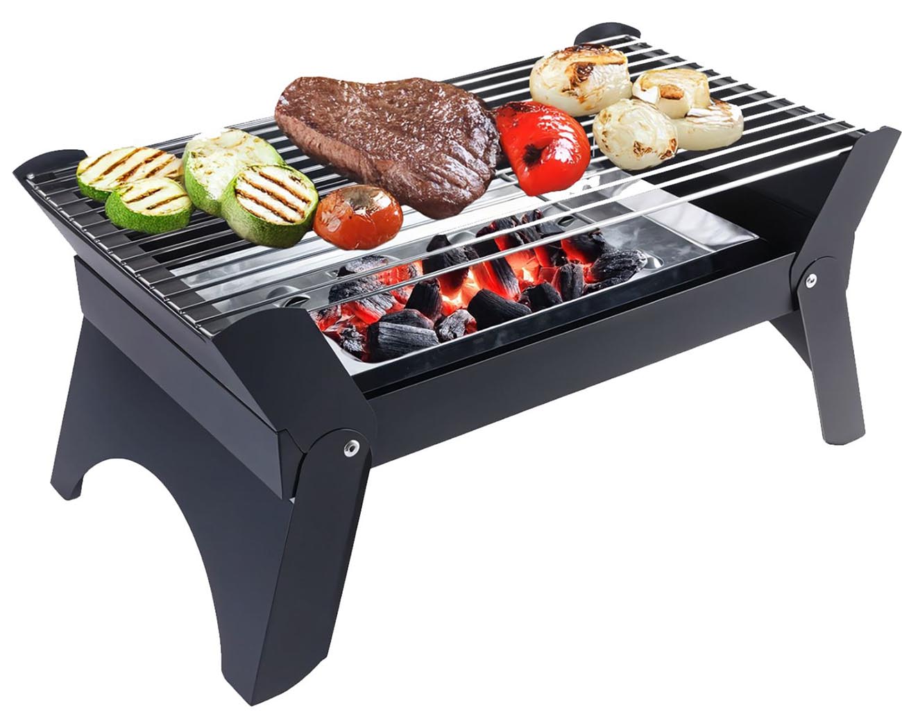 Green Qudra Portable BBQ Grill / Foldable / Strong Steel / Camping-Friendly