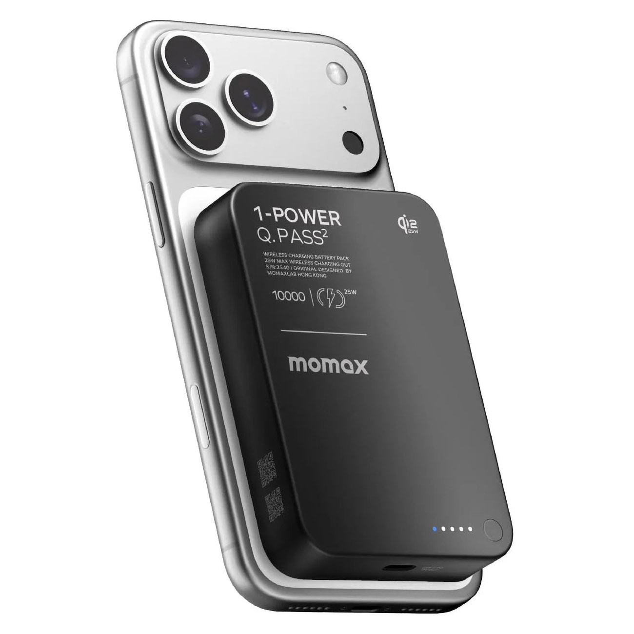 Momax Wireless Power Bank / 10,000mAh / 25W Wireless Charging + 30W Type-C Port / Black