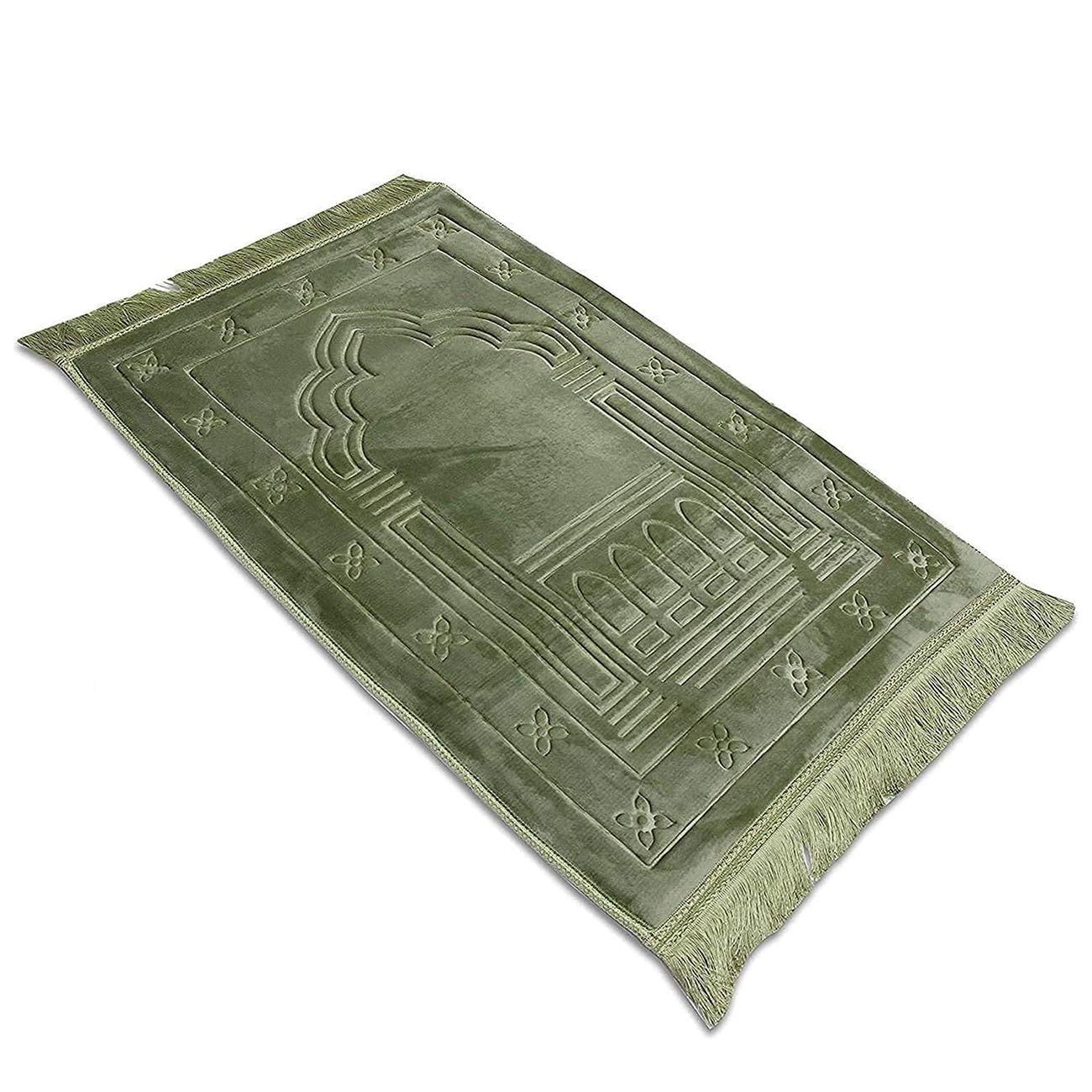 Sundus Innovative Prayer Rug Mat / Memory Foam / Comfortable Design / Olive Green