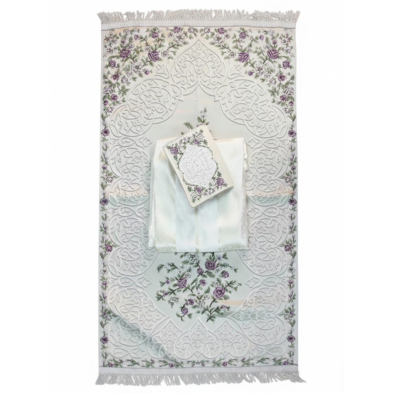 Sundus Prayer Set / Prayer Mat + Prayer Dress + Quran Cover / Off White