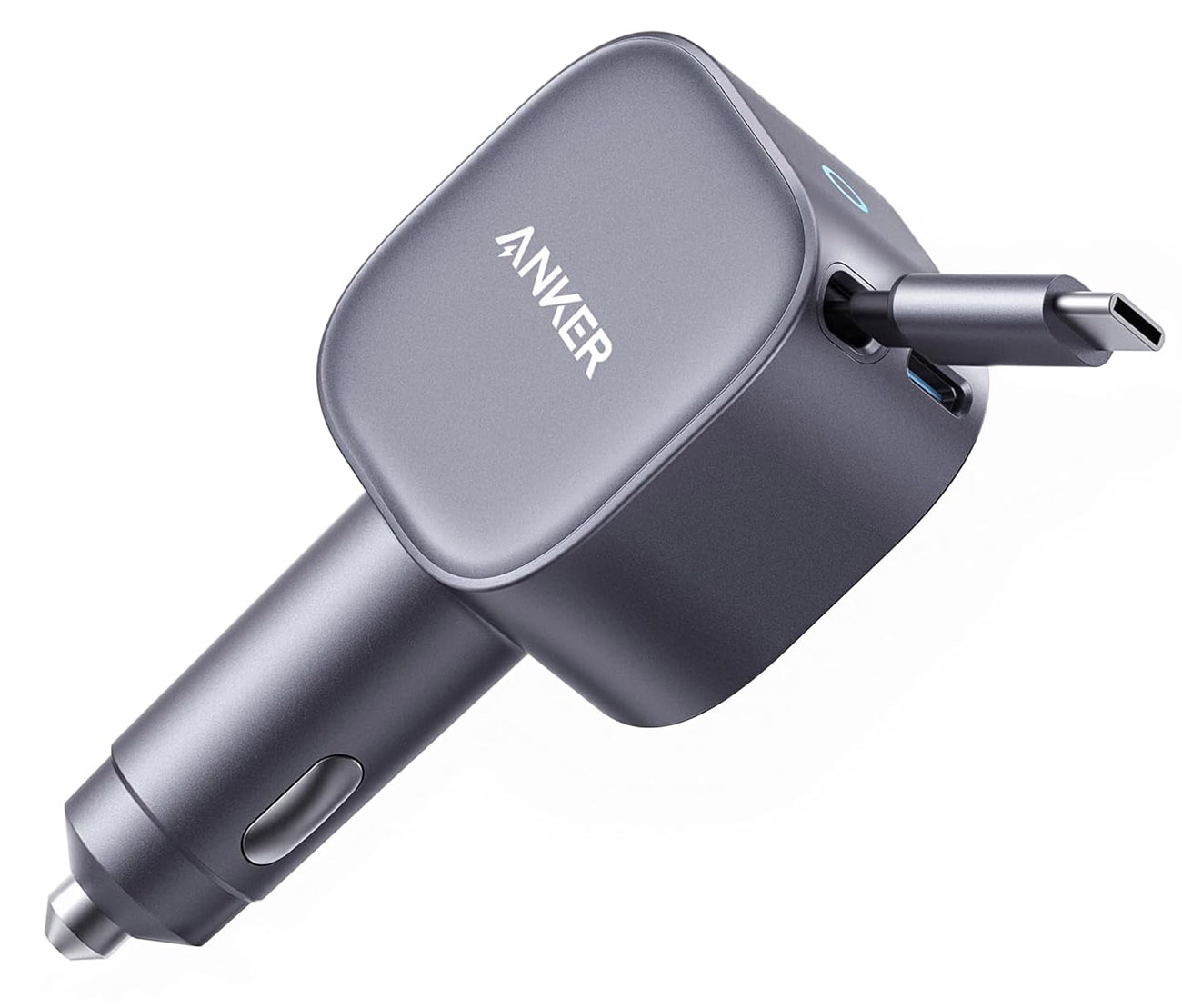 شاحن انكر نانو الجديد للسيارة / قوة 75 واط / يشحن جهازين / مع واير تايب سي مدمج