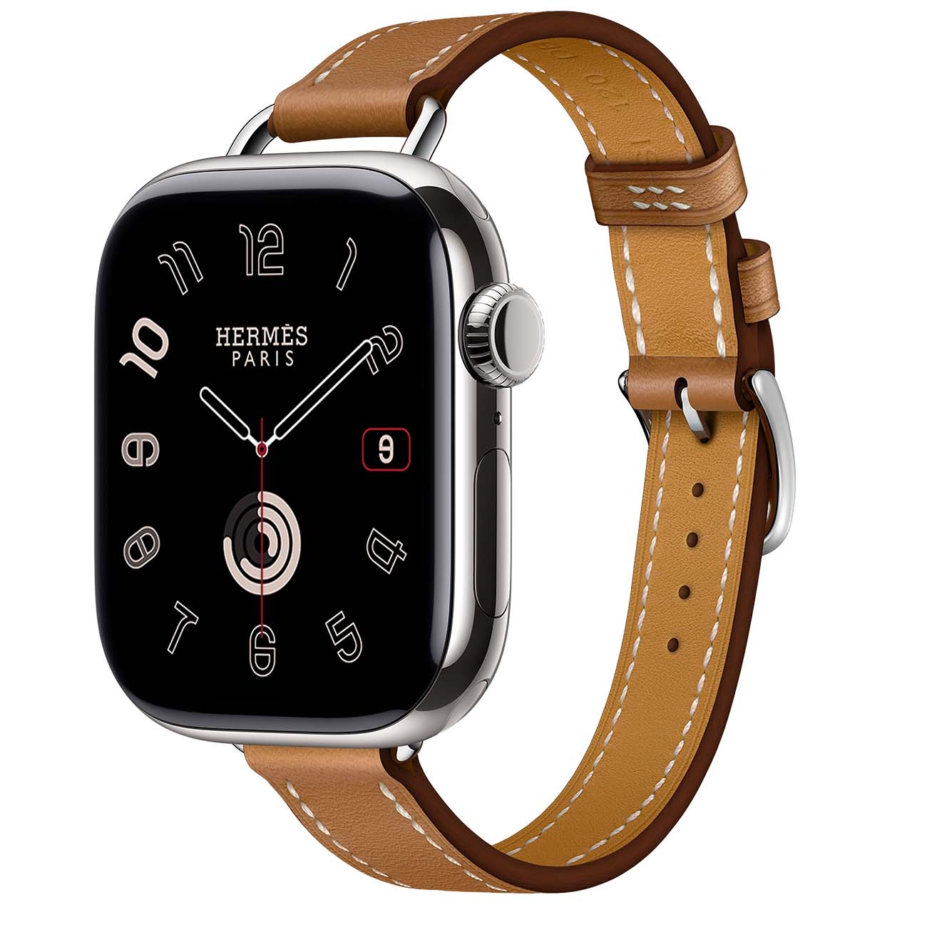 Hermes Apple Watch Series 11 / Steel with Brown Leather Single 