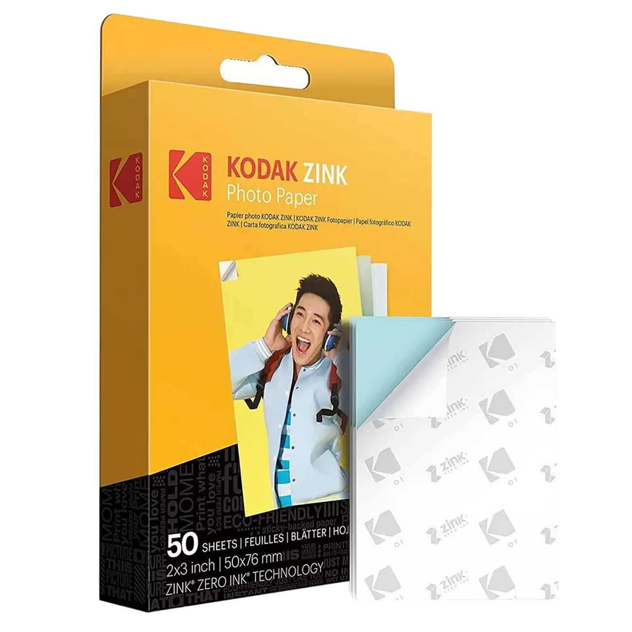 Kodak ZINK Paper / 50 Sheets / 2x3 inch Color Printing / Built-in Adhesive / Water-Resistant