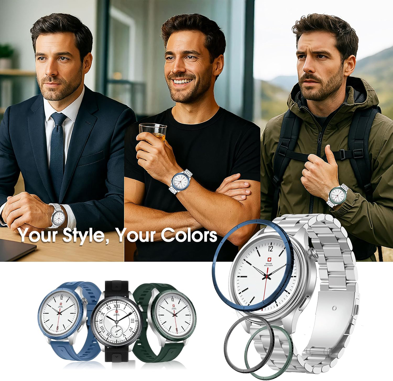 Swiss Military DOM8 Smartwatch / Waterproof / Wireless Charging / 2 ...
