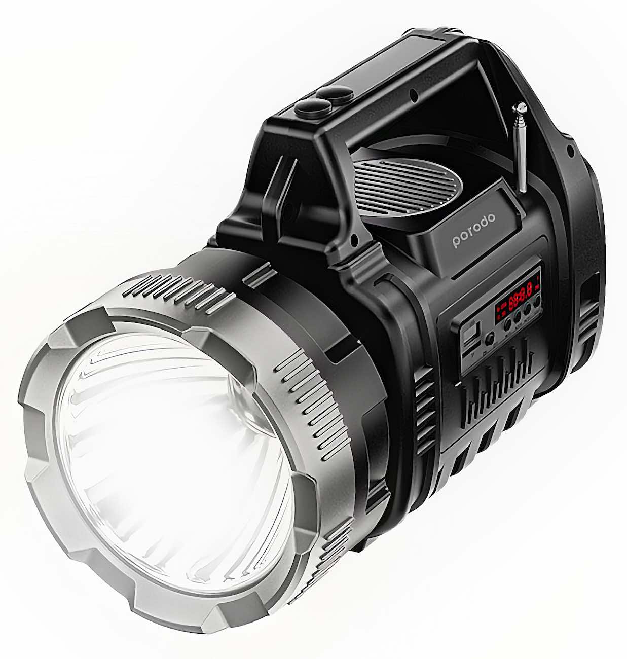 كشاف بورودو 3 في 1 / ليت + سماعة سبيكر لاسلكية + راديو FM / مع بطارية 8000 mAh