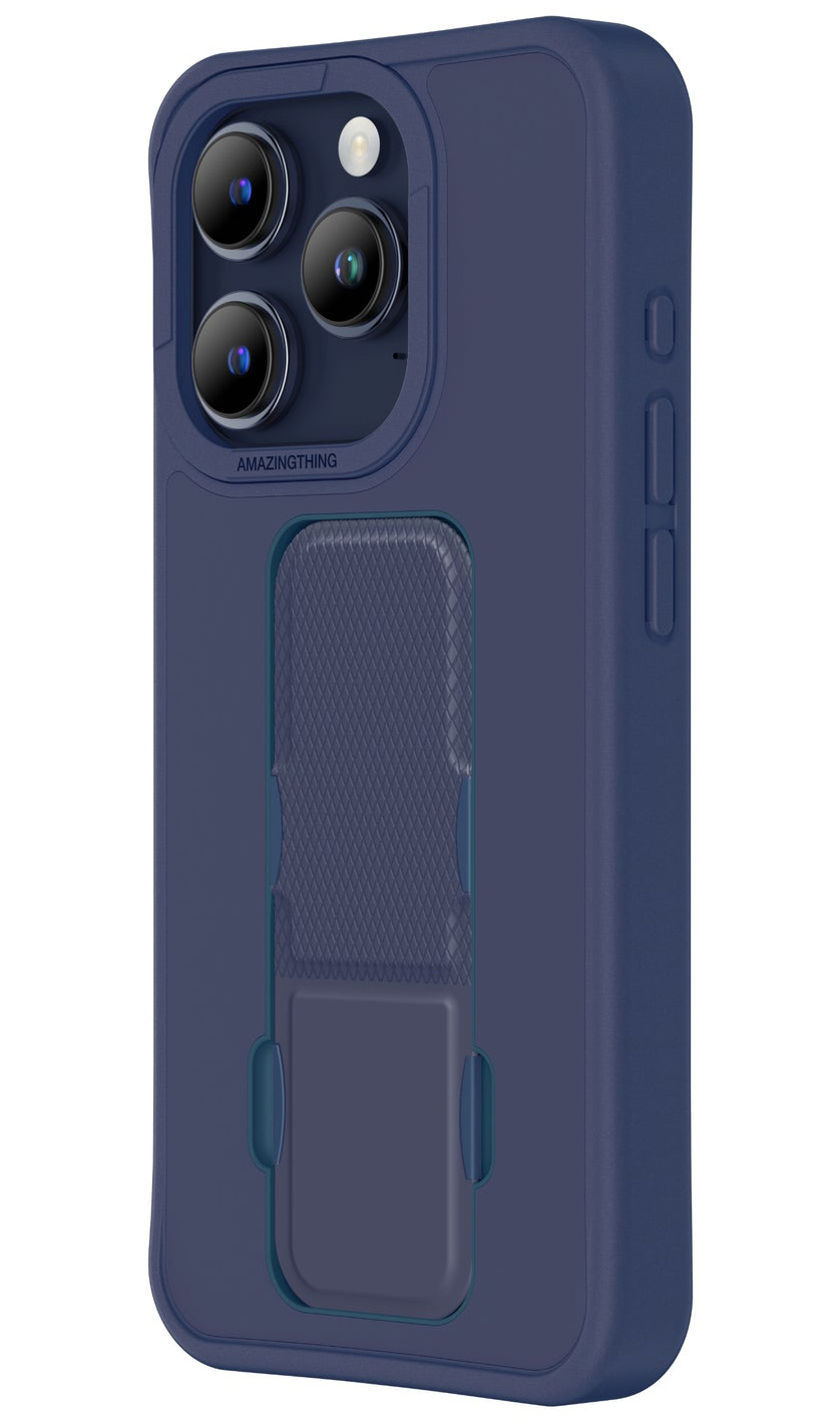 AmazingThing Matte Pro Case for iPhone 15 Pro / Supports MagSafe / Grip + stand / Blue