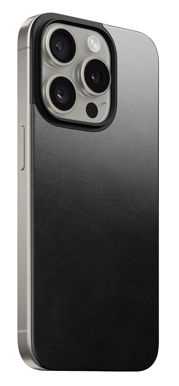 Nomad Magnetic Leather Back for iPhone 15 Pro / Black Leather in Qatar