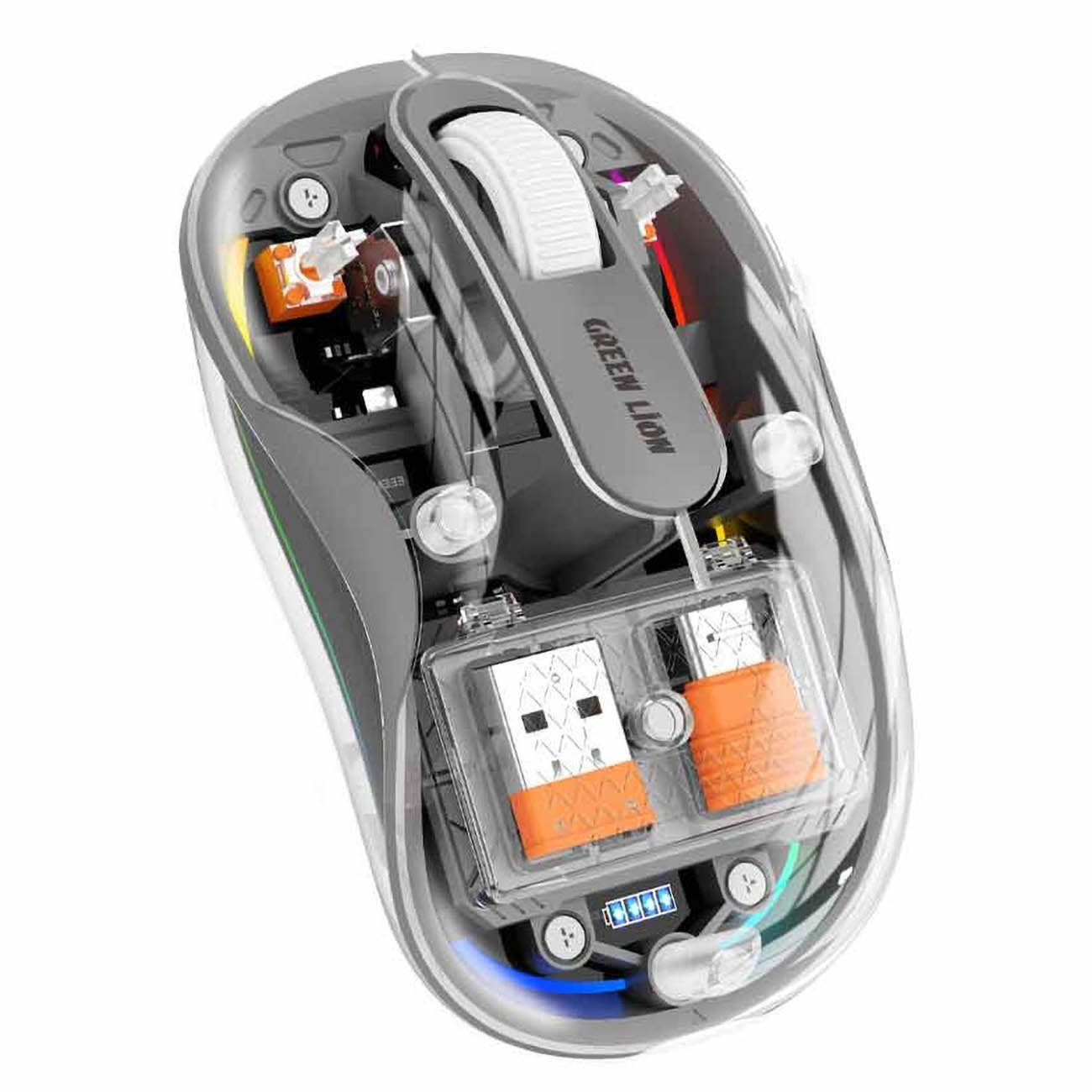 Green Wireless Mouse / Battery-Powered / 2400 DPI Sensor / Practical Design / Grey