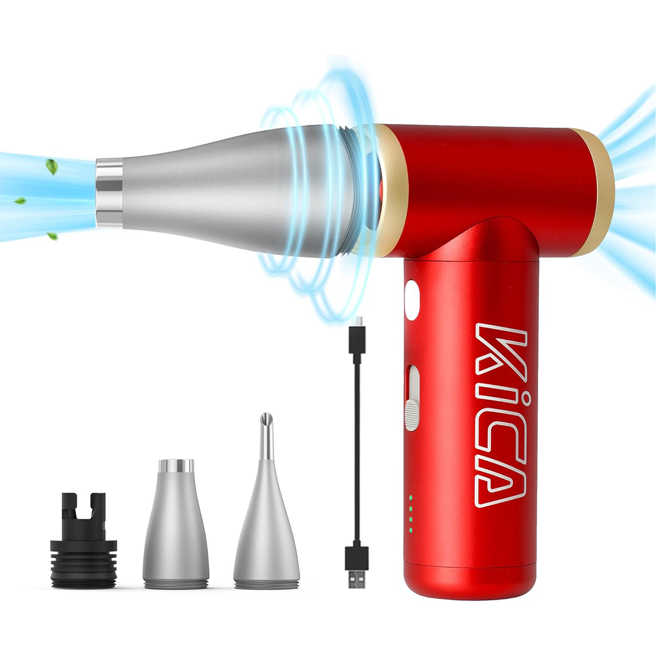 KiCA Jet Fan 2S Electric Air Duster / 117,000 RPM / Battery Powered / With Included Nozzles / Red