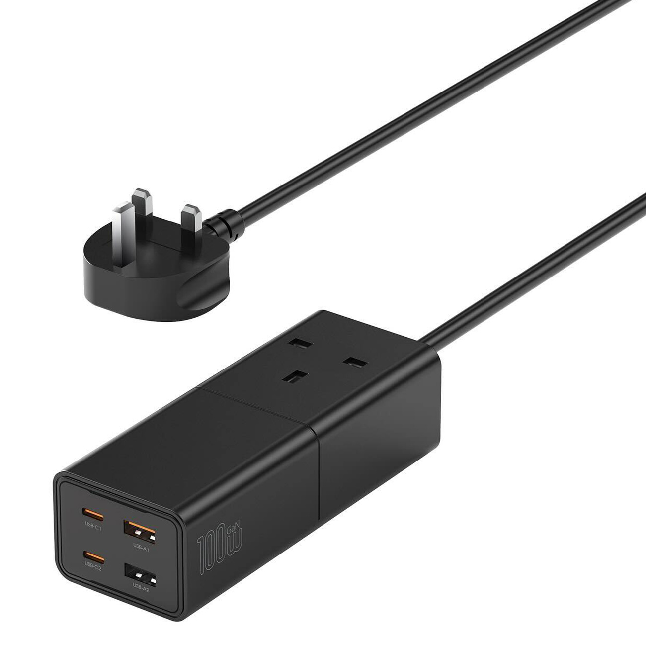 توصيلة كهرباء من WiWU / مدخل كهرباء ثلاثي + مدخلين تايب سي + مدخلين USB / قوة 100 واط